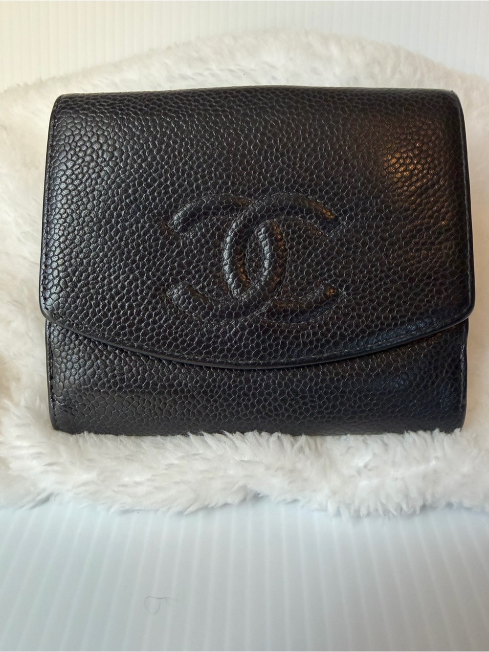 CHANEL Black Caviar Leather Bifold Wallet